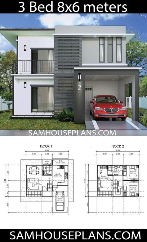 Efficient Floor Plans, House Printable, Small Modern House Plans, 2 Storey House Design, Affordable House Plans, Modern Small House Design, Modern Bungalow House, House Plan Gallery, House Construction Plan