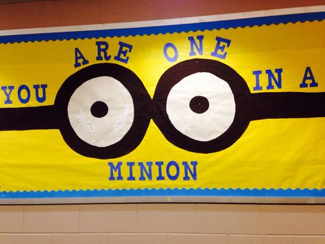 Despicable me bulletin board Minion Bulletin Board, College Residence, Minion Classroom Theme, Minion Classroom, One In A Minion, Ra Themes, Minion Theme, Ra Bulletin Boards, Disney Classroom