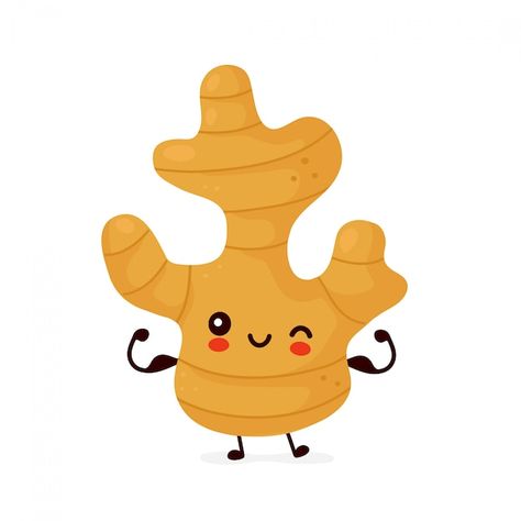 Cute happy funny ginger root show muscle... | Premium Vector #Freepik #vector #food-character #cartoon-mascot #cute-character #mascot-character Muscle Cartoon, Label Minuman, Ginger Humor, Kids Classroom Decor, Cartoon Character Illustration, Cute Ginger, Happy Funny, Kids Classroom, Ginger Root