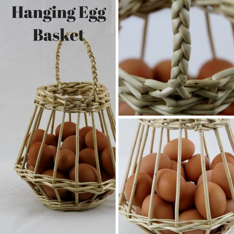 A traditional hanging egg basket in white willow. Diy Rack, Egg Packaging, Basket Weaving Diy, Basket Weaving Patterns, Recycled Magazines, Willow Weaving, White Willow, Bamboo Crafts, Paper Weaving