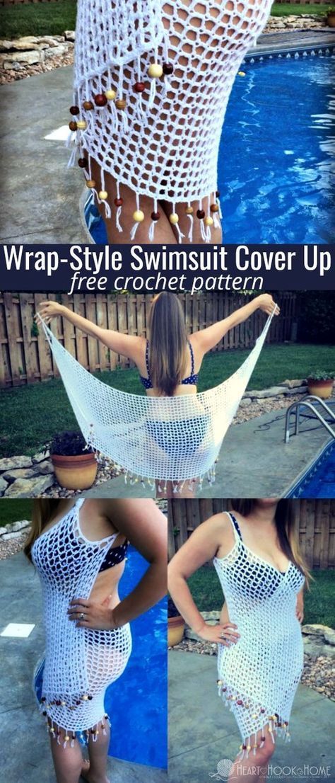 Swimsuit Cover Up Crochet Pattern by Heart Hook Home Cover Up Crochet Pattern, Crochet Bathing Suit Cover, Diy Swimwear, Cover Up Crochet, Crochet Beach Cover Up, Beau Crochet, Crochet Bathing Suits, Crochet Swimsuit, Crochet Swim