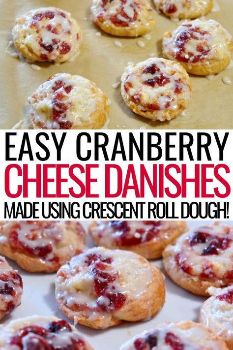 Easy Cranberry Cream Cheese Danish Recipe - Retro Housewife Goes Green Cream Cheese Danishes, Cranberry Pistachio Fudge, Cheese Danishes, Cream Cheese Danish Recipe, Cheese Danish Recipe, Danish Recipe, Cream Cheese Crescent Rolls, Sweet Bakes, Thanksgiving Food Sides