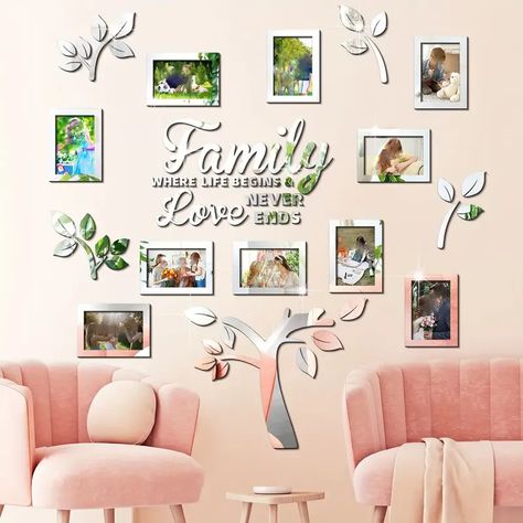 Doors Decoration, Family Tree Wall Sticker, Family Tree Wall Decor, 3d Mirror Wall Stickers, Sticker Photo, Decorations For Living Room, Wall Art Decals, Removable Wall Art, Diy Wall Stickers