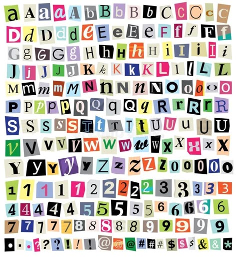 Magazine Letters, Newspaper Letters, Letter Collage, Paper Letters, Ransom Note, Writing Fonts, Numbers Symbols, Magazine Collage, Creative Typography