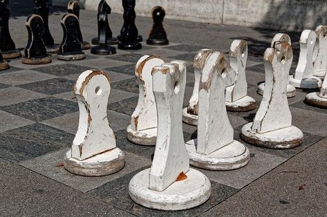 Garden Chess Set, Outdoor Chess Set, Outdoor Chess, Diy Chess Set, Diy Kids Playground, Modern Chess Set, Chess Figures, Giant Chess, Bar Games