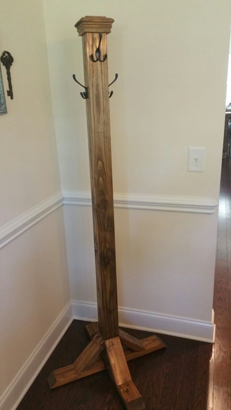 Coat Trees, Wooden Coat Rack Stand, Horseshoe Crafts Projects, Trash Can Cabinet, Diy Coat Rack, Coat And Shoe Rack, Tub Enclosures, Diy Coat, Coat Tree