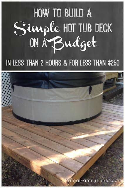 How to make a hot tub deck for $250 and 2 hours work (for our very portable Swift Current spa) | How portable is the Swift Current hot tub spa? And how to make an easy and cheap hot tub platform. A simple tutorial for a fast and easy DIY deck on a budget. #deck #outdoorliving #hottub Easy Diy Deck, Deck On A Budget, Whirlpool Deck, Hot Tub Landscaping, Tub Deck, Laying Decking, Portable Hot Tub, Diy Hot Tub, Hot Tub Deck