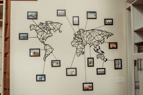 Travel Wall Ideas - How to Display Travel Photos & More! Display Travel Photos, Travel Wall Ideas, The Home Edit Organization, Home Edit Organization, Map Display, Travel Photo Wall, Photo Wall Hanging, World Map Wall Decor, Walls Ideas