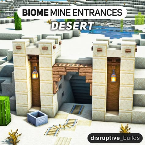 Minecraft Desert Builds, Minecraft Desert House, Mine Entrance, Minecraft Small House, Minecraft Desert, Desert Village, Minecraft Building Blueprints, Minecraft Structures, Bangunan Minecraft