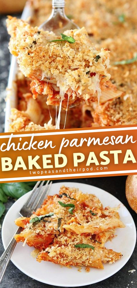 Simply Recipe, Pasta Easy Dinner, Chicken Parmesan Pasta Recipe, Baked Chicken Parm, Chicken Parmesan Casserole, Chicken Parmesan Pasta, Easy Chicken Parmesan, Meat Dish, Chicken Pasta Bake