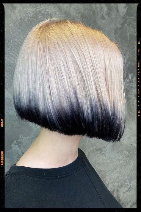 Black Hair Blonde Tips, Black To Blonde Hair, Color Block Hair, Two Toned Hair, Short White Hair, Dip Dye Hair, Colored Hair Tips, Short Hair Undercut, Undercut Pixie Haircut