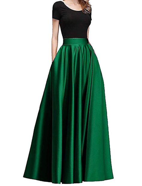 Power Outfit, Fantasy Ball, Long Green Skirt, Black Ball Gown, Solid Maxi Dress, Elegant Ball Gowns, Satin Maxi Skirt, Elegant Midi Dresses, Elegant Maxi Dress