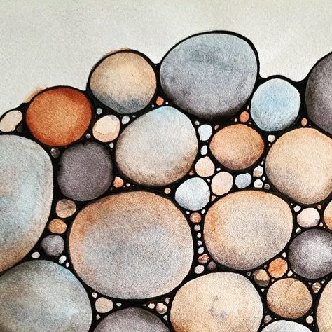 Watercolour Pebbles, Watercolor Stones, Shade Drawing, Rocks Watercolor, Stones Drawing, Watercolor Rocks, Carolyn Saxby, Rock Stacking, Geology Art