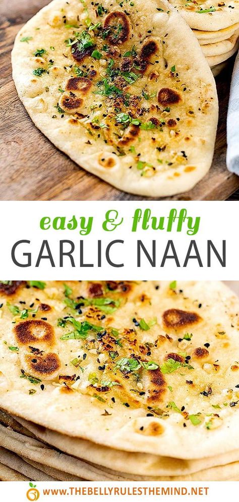 Easy Garlic Naan Bread, Naan Recipes Easy, Garlic Cheese Naan Bread Recipe, How To Make Garlic Naan Bread, Grilled Naan Bread, Buttery Garlic Naan Bread, Quick And Easy Naan Bread, Quick Garlic Naan, Best Garlic Naan Recipe