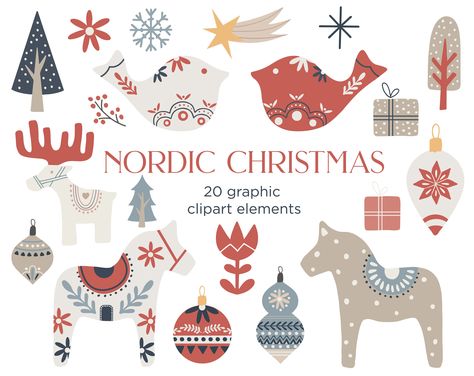 Christmas Scandinavian Style, Swedish Horse, Scandinavian Christmas Ornaments, Scandinavian Christmas Decorations, Christmas Moose, Scandi Christmas, Art Traditional, Swedish Christmas, Dala Horse