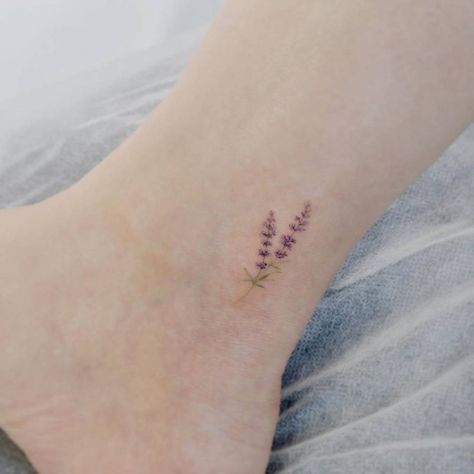 Lavender Tattoos, International Tattoo, Lavender Tattoo, Small Quote Tattoos, Ankle Tattoos, Anklet Tattoos, Leo Tattoos, Summer Tattoo, Petite Tattoos