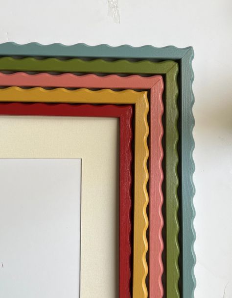 Beautiful Hand Painted Lacquered Wiggle Picture Frames. Any - Etsy Sap Green, Naive Painting, Rooster Painting, Modern Vintage Decor, Spare Room, Girl Room, Beautiful Hand, Pattern Wallpaper, Painting Frames