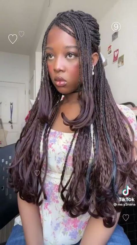 Y2k Hairstyles, Cute Box Braids Hairstyles, Protective Hairstyles Braids, Pretty Braided Hairstyles, Hairdos For Curly Hair, Braided Hairstyles Updo, Braided Hairstyles For Black Women, Box Braids Hairstyles, Hair Inspo Color