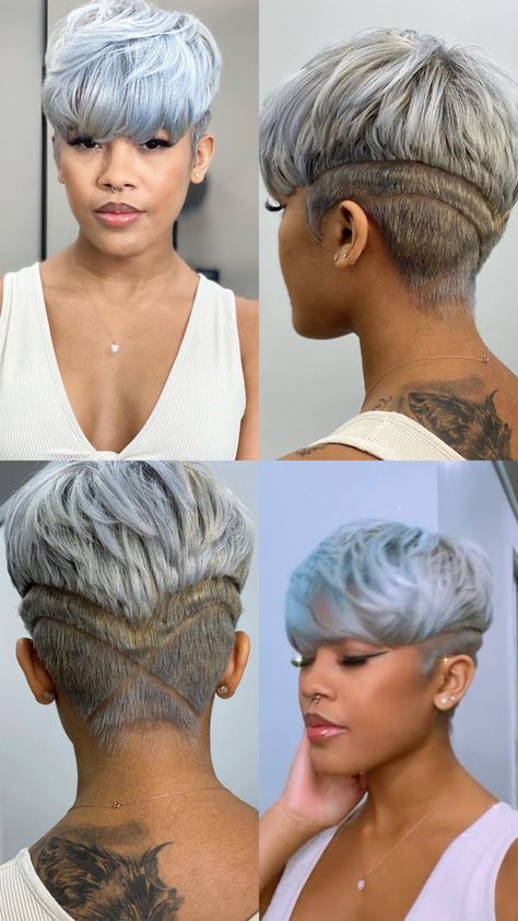 Haircut 360, Haircut 2022, Women Pixie Cut, Short Hair Designs, Black Women Short Hairstyles, Black Hair Short Cuts, Short Shaved Hairstyles, Short Hair Images, Short Hair Black