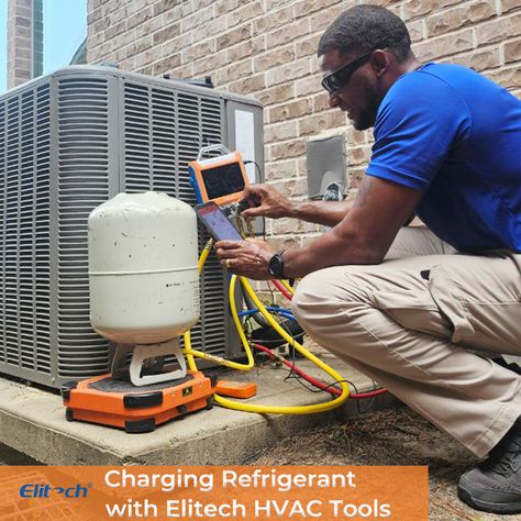 Proper refrigerant charging ❄️is an essential step in maintaining and servicing HVAC systems. It ensures the system operates optimally, keeps the compressor healthy, and prevents potential damage to the unit👏 As a leading manufacturer of HVAC tools, Elitech aims to provide technicians with the reliable, high-quality tools they need to perform their jobs effectively💪 ☎️contact us if you are searching for cost-effective HVAC tools with great quality, 🛒https://www.elitechus.com/collections/a... Hvac Tools, Hvac Technician, Air Quality Monitor, Data Logger, Digital Gauge, Hvac Services, Digital Thermometer, Digital Scale, Hvac System