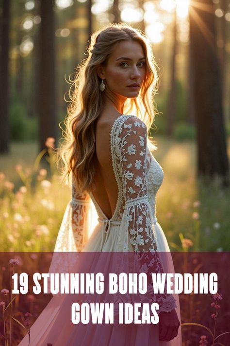 Did you know that the boho wedding gown is the go-to choice for free-spirited brides? Flowing lace and earthy elegance come together in a dream-like mix. Discover how these bohemian bridal dresses blend romance and whimsy. From vintage chic to modern boho, explore styles that sing of individuality. Ready to embrace your inner boho goddess? Dive into our stunning gallery of breathtaking designs now! Bohemian Veil Wedding, Beach Second Wedding Dress, Boho Chic Dress Wedding, Elegant Boho Wedding Dress, Rustic Boho Wedding Dress, Earthy Wedding Dresses, Bohemian Veils, Forest Wedding Dress, Modern Bohemian Wedding