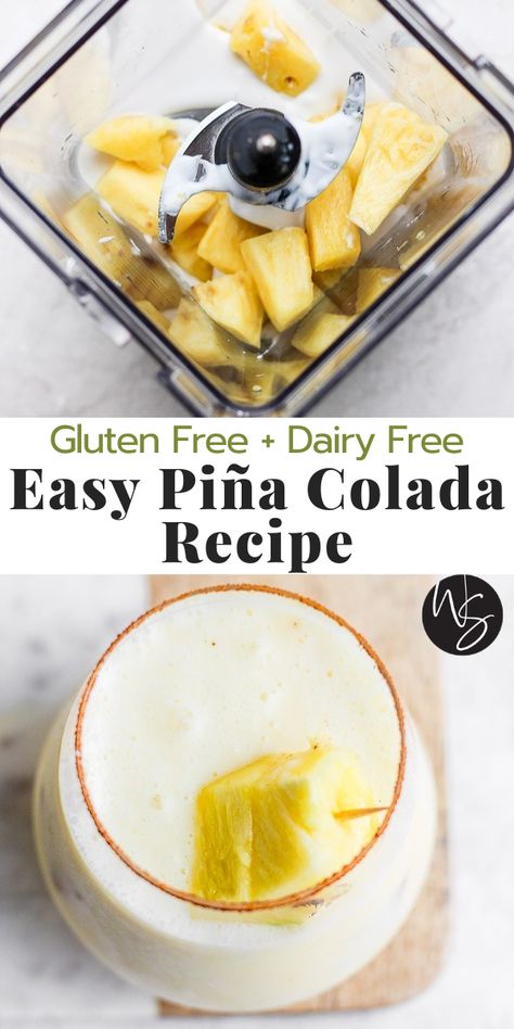 Sugar Free Pina Colada, Pina Colada Slush Recipe, Healthy Pina Colada Smoothie, Pina Colada Recipe Non Alcoholic, Dairy Free Pina Colada, Gluten Free Alcoholic Drinks, Dairy Free Cocktails, Easy Pina Colada Recipe, Vegan Pina Colada