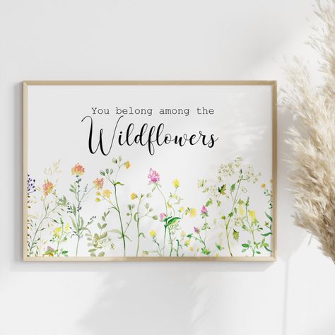 This lovely wildflower watercolor print with a quote would be a beautiful boho accent to your girl's nursery decor. The illustration is made in digital files from our original hand-painted Wildflower watercolor painting. Wildflower Girls Bedroom, Wildflowers Watercolor, Wildflower Watercolor, Among The Wildflowers, Flower Room, Nursery Inspo, Nursery Decor Girl, Wild Flower, Floral Wall Art