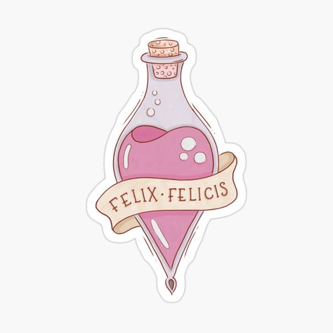 Colorful Stickers Aesthetic, Laptop Stickers Aesthetic Printable, Felix Felicis Tattoo, Potion Bottles Drawing, Harry Potter Felix Felicis, Potion Stickers, Stickers For Print, Sticker Design Ideas, Stickers Harry Potter