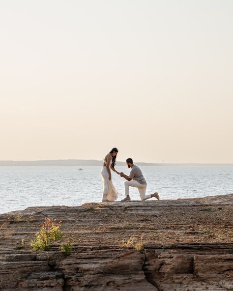 Golden Hour Cliffside Engagement Dreams✨ When Garrett reached out this past summer with a vision for a romantic cliffside proposal, we knew this moment was going to be magic. He planned every detail, and together, we made sure the surprise was unforgettable. With the sun setting just right, we transitioned from a heartfelt proposal to capturing their love during golden hour—creating a breathtaking engagement session against the stunning backdrop of Grapevine Lake in Dallas, TX. 🏞️ The warm... Sun Setting, Dallas Tx, Golden Hour, This Moment, Grape Vines, Engagement Session, Dallas, The Sun, Lake