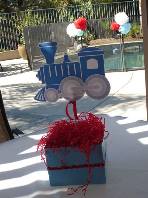 Train Party #train #party Train Birthday Party Centerpieces, Train Party Centerpieces, Train Centerpiece Ideas, Train Birthday Theme, Train Baby Shower, Train Party Decorations, Train Theme Birthday Party, Thomas Birthday Parties, Thomas The Train Birthday Party