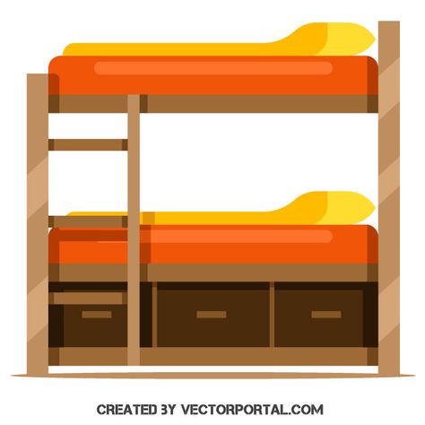 Bed Background, Bed Illustration, Colorful Furniture, Bunk Bed, Free Vectors, Free Clip Art, Site Design, Stop Motion, Bunk Beds