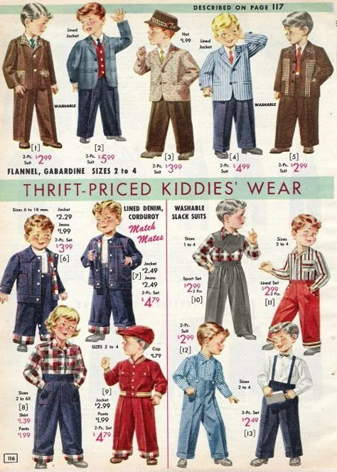 1950s little boys casual clothes 1957 children clothing Vintage Boy Outfits, Vintage Kids Fashion, Vintage Childrens Clothing, Patron Vintage, Vintage Kids Clothes, Poodle Skirt, Vintage Boys, Toddler Boy Outfits, Moda Vintage