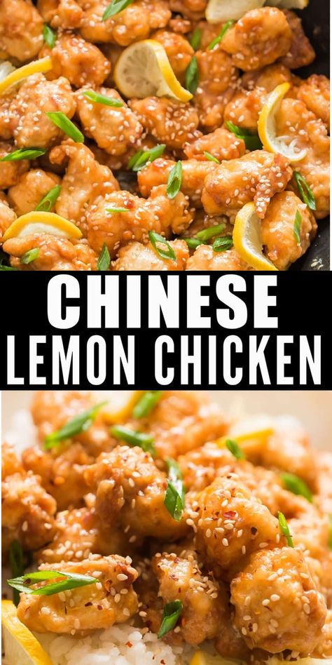 Chinese lemon chicken is battered crispy chicken breast smothered in delicious sweet and tangy lemon sauce. Move over take-out, we got a better version made at home with crunchy chicken and amazing fresh lemony sauce! #Chineselemonchicken #lemonchicken #chickenrecipes #chicken #chickendinner #chickenstirfry #takeoutcopycat #copycatrecipes #chinesechicken Lemon Sauce For Chicken, Chinese Lemon Chicken, Crispy Chicken Breast, Crunchy Chicken, Lemon Chicken Recipe, Chinese Cooking Recipes, Lemon Sauce, Better Version, Chinese Cooking