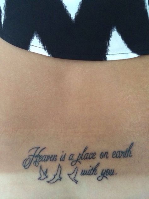 Heaven Is A Place On Earth With You Tattoo, Heaven Is A Place On Earth Tattoo, Ldr Tattoo, Jewlery Tattoo, Girl Thigh Tattoos, Heaven Tattoos, Tattoo Signs, Music Tattoos, Discreet Tattoos