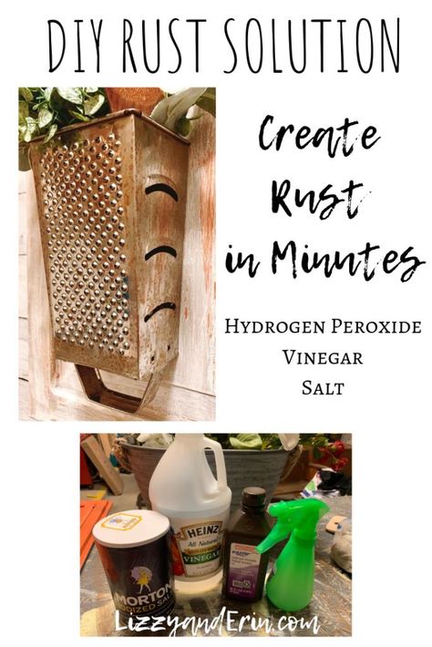 Create rusty "old" decor! How To Rust Galvanized Metal, How To Make Metal, Faux Rust, Black Smith, Wooden Things, Aging Metal, Tin Can Crafts, Rusted Metal, Rusty Metal