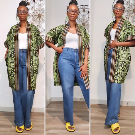 There are so many ways to style this jacket! Made with hand-dyed #adire, with aso-oke trim. Only from @BasikSimplicity. #africanfashion #africanprint #ankara #madeinnigeria #kimono Kimono Style Jacket, Aso Oke, Kimono Style, August 10, Kimono Jacket, Simple Elegance, Kimono Fashion, African Print, African Fashion