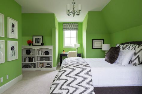 Bedroom Paint Colors Sherwin Williams, Green Bedroom Paint, Lime Green Bedrooms, Lime Green Walls, Green Wall Color, Green Painted Walls, Green Bedroom Decor, Next Bedroom, Green Paint Colors