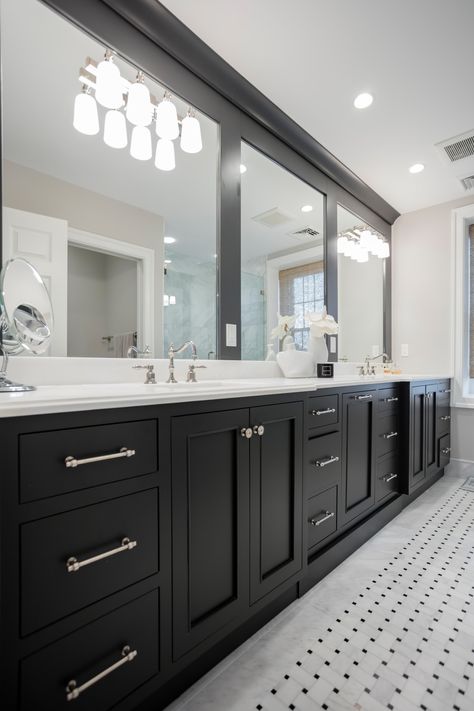 Master Suite Renovation - Transitional - Bathroom - Philadelphia - by Euro Line Designe | Houzz Bathroom Recessed Lighting, Recessed Lighting Fixtures, Recessed Lights, Modern Bathroom Lighting, Bathroom Modern, Modern Home Interior Design, Contemporary Vanity, Bathroom Wall Cabinets, Vanity Bathroom