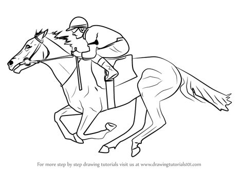 Learn How to Draw a Racehorse with Jockey (Horses) Step by Step : Drawing Tutorials Running Sketch, Helmet Drawing, Horses Running, Derby Horse, Horse Sketch, Cartoon Artwork, Learn Drawing, Horse Drawing, Easy Doodle Art