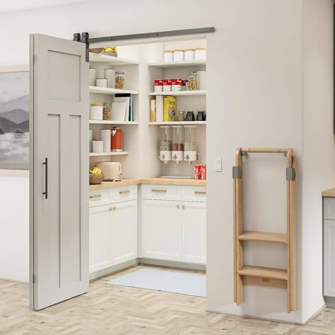 Bifold Closet Door, Sliding Barn Door Track, Pantry Laundry Room, Bifold Closet Doors, Bifold Barn Doors, Pantry Remodel, Laundry Room Doors, Rolling Barn Door, Barn Door Track