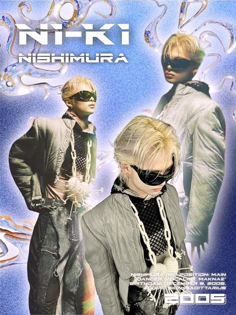 enhypen ni-ki, k-pop poster, cybercore poster, futuristic poster Niki Edit Photo, Enhypen Niki Poster, K Pop Posters Aesthetic, Niki Posters, K Pop Poster Wall Ideas, Enhypen Poster Prints, Placement Poster, Cybercore Poster, Kpop Poster Wall Ideas