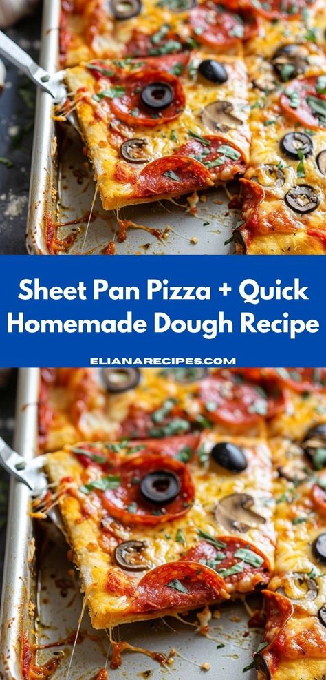 Need dinner recipes for family? This Sheet Pan Pizza and Quick Homemade Dough Recipe is perfect for family meals! It’s one of the best sheet pan dinner ideas, offering a quick homemade dough for a delicious pizza. Pizza In A Pan Recipe, Pizza Dinner Ideas, Pan Pizza Dough, Flatbread Dough Recipe, Sheet Pan Dinner Ideas, Sheet Pan Pizza, Quick Pizza Dough, Flatbread Dough, Homemade Dough Recipe