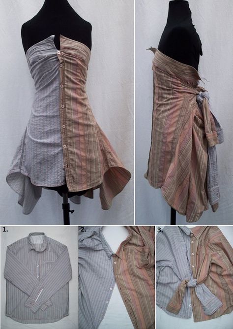 Creative Skirt, Diy Clothes Tutorial, Ropa Upcycling, Diy Summer Clothes, Easy Diy Clothes, Shirts Diy, Diy Clothes Refashion, Upcycle Clothes Diy, Diy Clothes Design