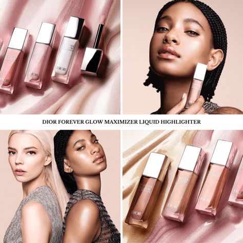 DIOR Forever Glow Maximizer Liquid Highlighter Dior Highlighter, Makeup News, Dior Forever, Different Skin Tones, Liquid Highlighter, Glow Effect, Luminizer, New Makeup, Makeup Application