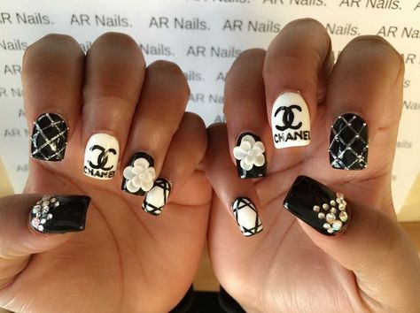 Nail Art 3d, Chanel Nails, Nails Design With Rhinestones, Hot Nails, 3d Nail Art, Art 3d, Nails Design, Toe Nails, 3d Design