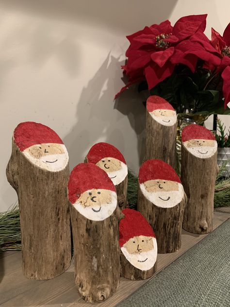 This Santa log craft is a great way to add a rustic touch to your Christmas decor, and is a fun Christmas craft for the whole family to make together! One thing about having a toddler at Christmas is that it will change the kind of Christmas decor you put up. Before kids, I liked … The post How to make DIY Rustic Santa Logs appeared first on Charleston Crafted. Painted Logs For Christmas, Log Christmas Decorations, Wood Log Crafts Christmas, Christmas Logs Decorations, Painted Logs, Christmas Logs, Rustic Christmas Crafts, Yule Crafts, Wood Log Crafts