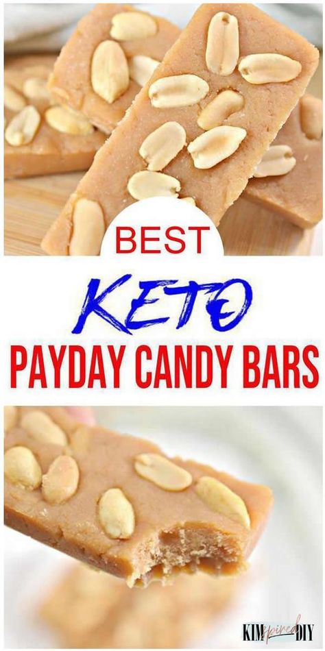 Super delicious PayDay candy bars to make today. Easy low carb peanut butter candy bars. Best candy for Halloween, Thanksgiving or Christmas. No bake candy recipe that is sugar free & gluten free. Check out the best peanut butter PayDay candy today Low Carb Fall Desserts, Payday Candy, Payday Candy Bar, Low Carb Candy, Peanut Candy, Postre Keto, Low Carb Peanut Butter, Keto Candy, Dessert Simple