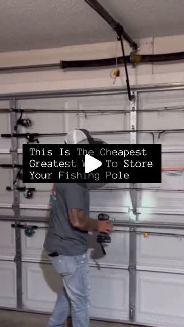 Storing Fishing Poles In Garage, Fishing Pole Storage Garage, Garage Door Fishing Rod Holder, Fishing Pole Storage Diy, Fishing Tackle Organization, Fishing Pole Rack, Fishing Pole Storage, Fishing Pole Holder, Fishing Rod Storage