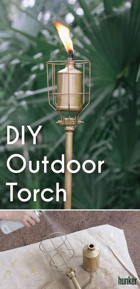 The cutest way to banish pesky mosquitos while ALSO setting the mood? These DIY outdoor torches that also double as a bug repellent! Light up the outdoors with this easy DIY with full tutorial and video on Hunker.com. Diy Torch, Torches Diy, Outdoor Torches, Setting The Mood, Rustic Party, Tiki Torches, Bug Repellent, Backyard Barbecue, A Bug