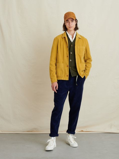 Field Shirt in Fine Wale Corduroy – Alex Mill Yellow Jacket Outfit, Work Jacket Mens, Yellow Clothes, Alex Mill, Work Jacket, Knit Blazer, Streetwear Men Outfits, Work Jackets, Mens Streetwear